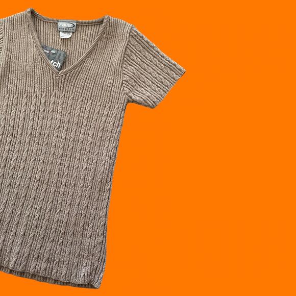 90's vintage short sleeve v neck bodycon top MEDIUM *deadstock* ~runs small~ - Picture 2 of 7